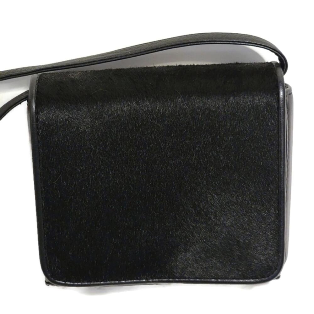 Nicole Miller Black Faux Fur Small Shoulder Bag Pochette OS - Picture 3 of 11